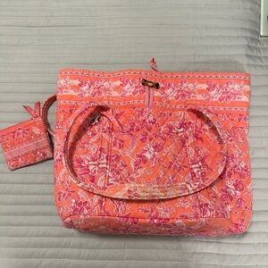 Vera Bradley Floral Pink Tote Bag plus coin bag